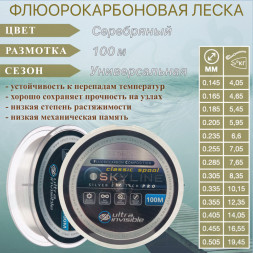 Леска SPRUT Skyline Fluorocarbon Composition EvoTech Classic Silver 0.255 100м