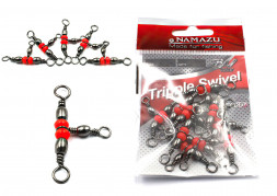 Вертлюг тройной Namazu TRIPPLE SWIVEL, латунь, цв. BN, р. 8 х 10, test-15 кг уп.10 шт