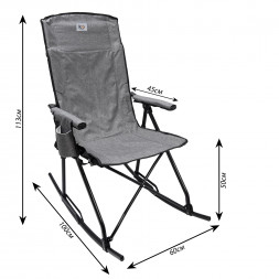 Кресло складное кемпинговое KYODA качалка р.56*47*55/113 см, цвет серый
